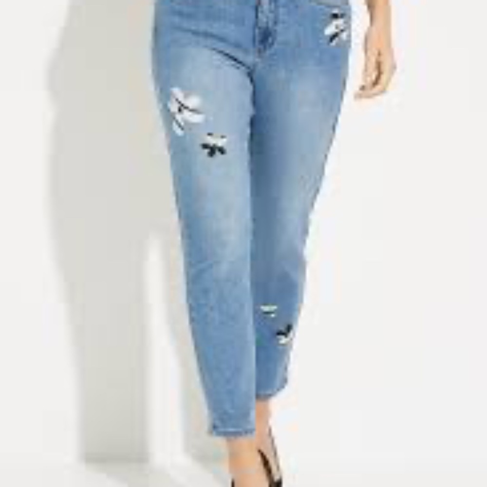 M128 Joseph Ribkoff, Size 8, Floral Print Jeans Style 231932